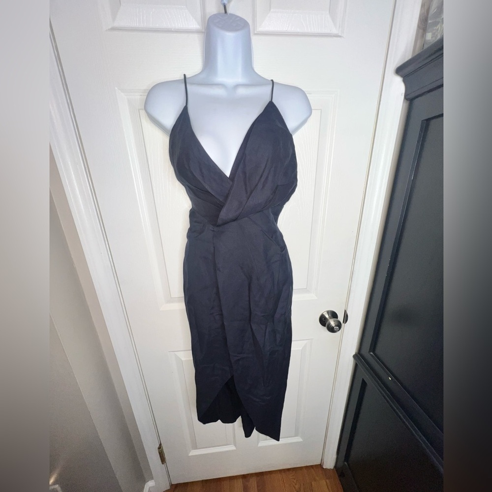NWOT Fame and Partners US 4 The Jami Dress Midi Strappy Tulip Hem Navy Blue AU 8 - Picture 16 of 16
